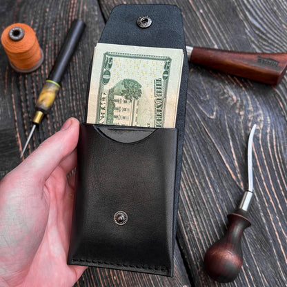Leather Cash Wallet, Slim Card & Cash Holder, Handmade Minimalist Wallet, Front Pocket, Flap Wallet