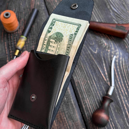 Leather Cash Wallet, Slim Card & Cash Holder, Handmade Minimalist Wallet, Front Pocket, Flap Wallet