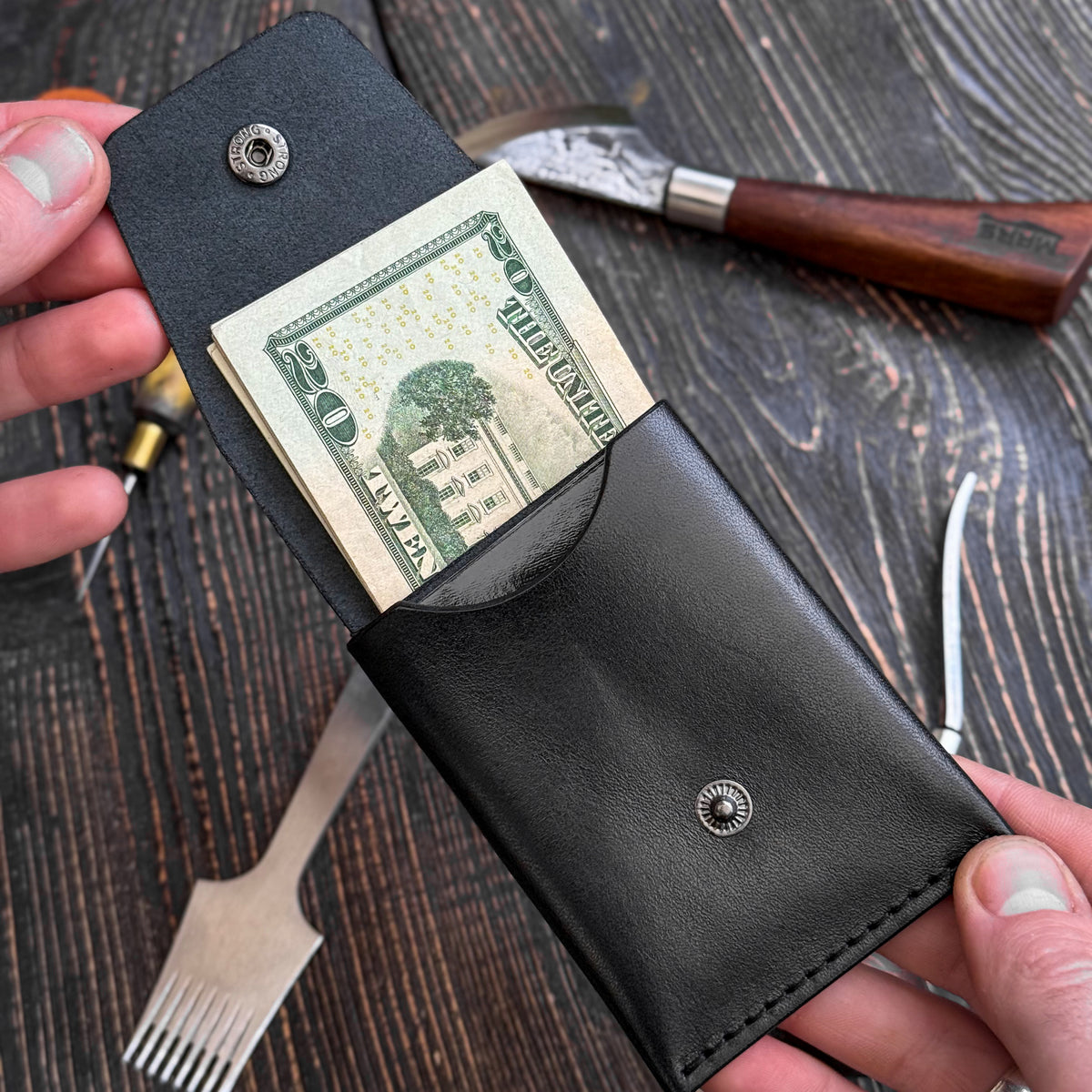 Leather Cash Wallet, Slim Card & Cash Holder, Handmade Minimalist Wallet, Front Pocket, Flap Wallet