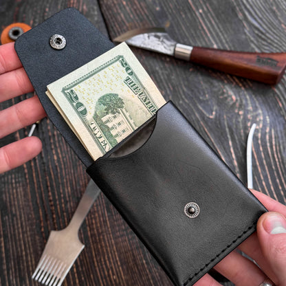 Leather Cash Wallet, Slim Card & Cash Holder, Handmade Minimalist Wallet, Front Pocket, Flap Wallet