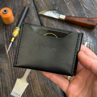 Leather Cash Wallet, Slim Card & Cash Holder, Handmade Minimalist Wallet, Front Pocket, Flap Wallet