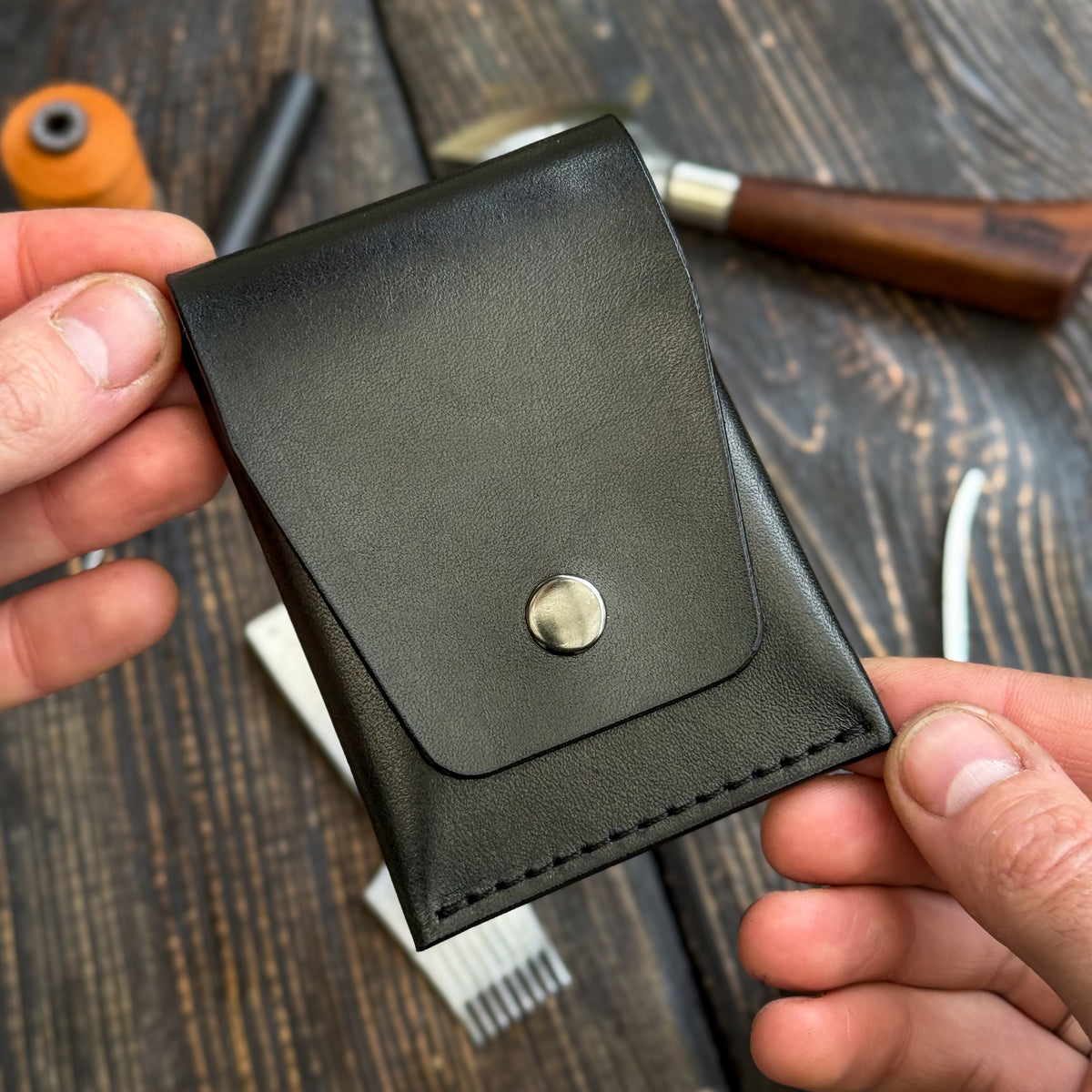 Leather Cash Wallet, Slim Card & Cash Holder, Handmade Minimalist Wallet, Front Pocket, Flap Wallet