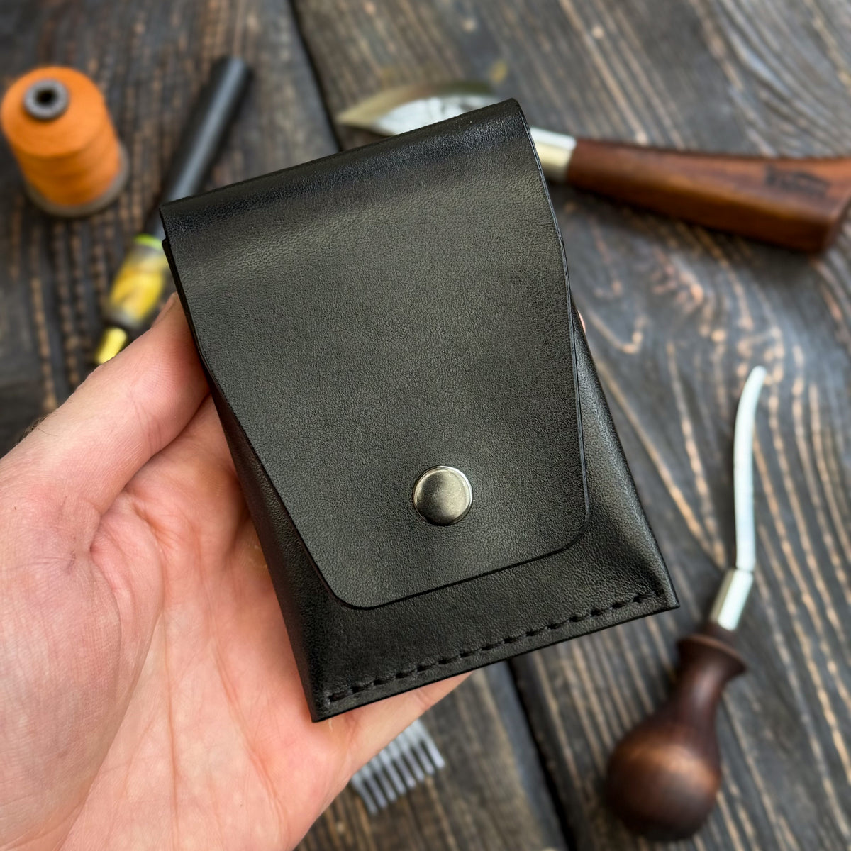 Leather Cash Wallet, Slim Card & Cash Holder, Handmade Minimalist Wallet, Front Pocket, Flap Wallet