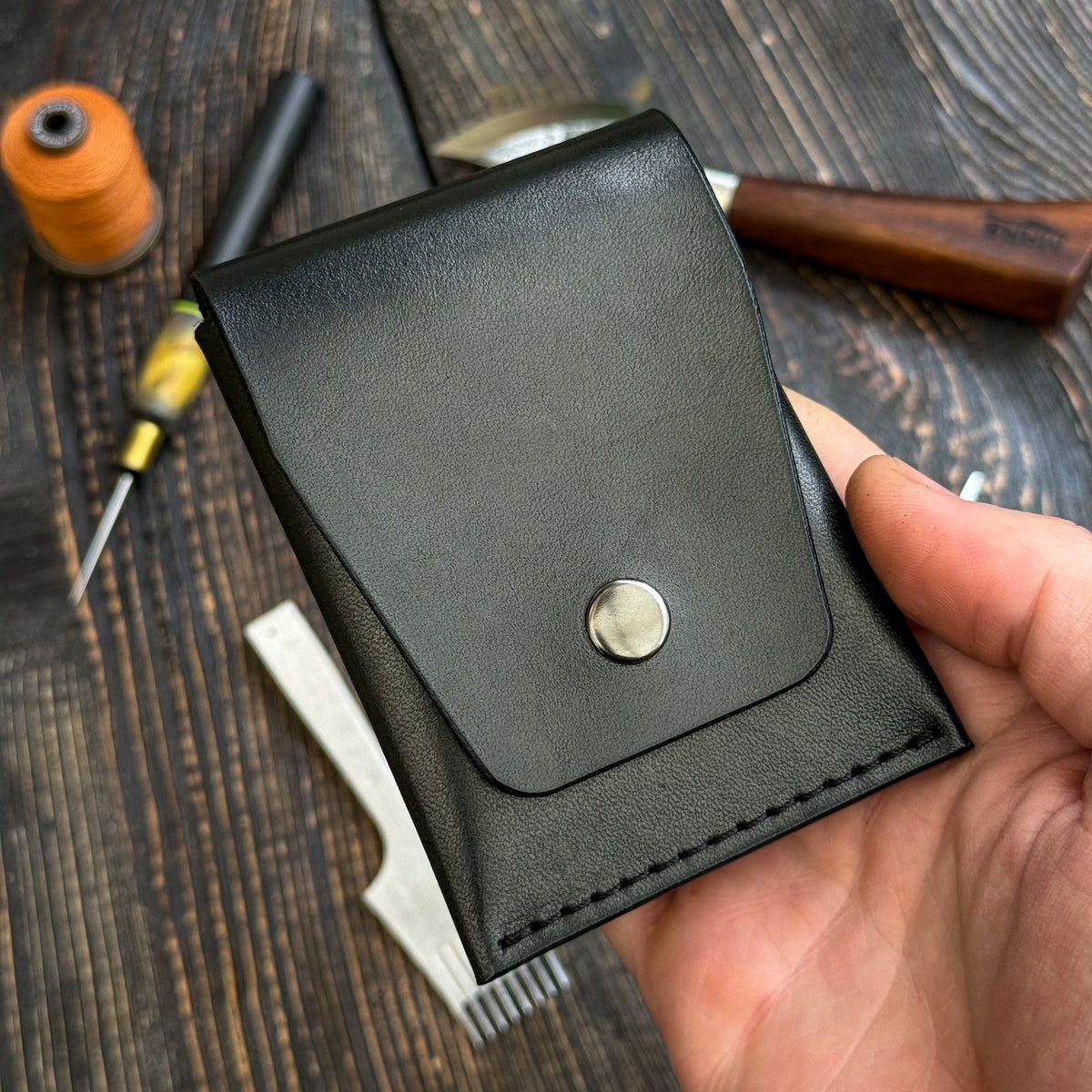 Leather Cash Wallet, Slim Card & Cash Holder, Handmade Minimalist Wallet, Front Pocket, Flap Wallet