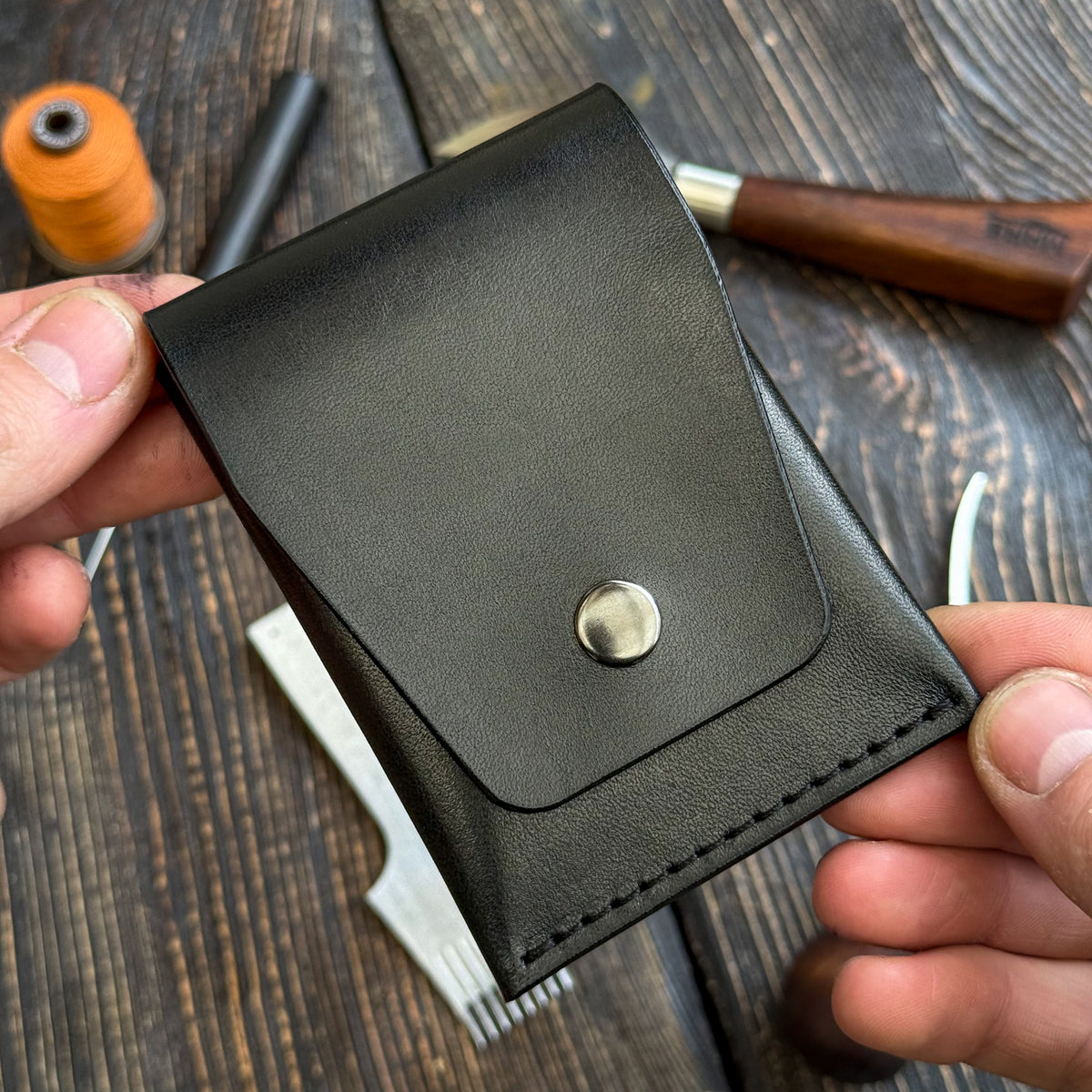 Leather Cash Wallet, Slim Card & Cash Holder, Handmade Minimalist Wallet, Front Pocket, Flap Wallet