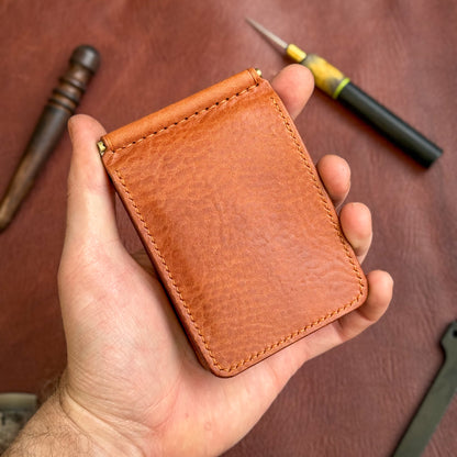 Full Grain Leather wallet for him, Mens gift, Personalized Slim Bifold Card Holder, Minimalist gift, Hand-Stiched Leather money Clip