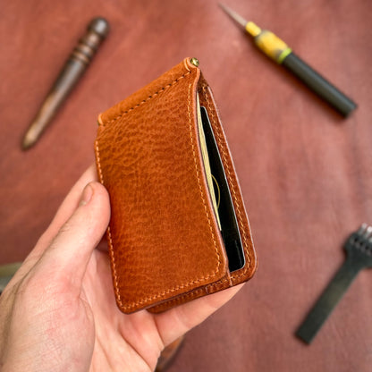 Full Grain Leather wallet for him, Mens gift, Personalized Slim Bifold Card Holder, Minimalist gift, Hand-Stiched Leather money Clip