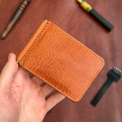 Full Grain Leather wallet for him, Mens gift, Personalized Slim Bifold Card Holder, Minimalist gift, Hand-Stiched Leather money Clip