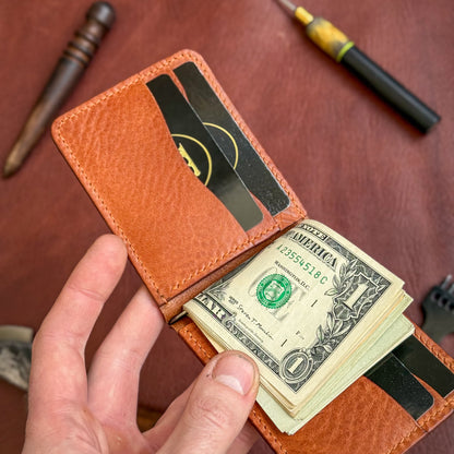 Full Grain Leather wallet for him, Mens gift, Personalized Slim Bifold Card Holder, Minimalist gift, Hand-Stiched Leather money Clip