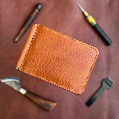 Full Grain Leather wallet for him, Mens gift, Personalized Slim Bifold Card Holder, Minimalist gift, Hand-Stiched Leather money Clip