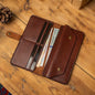 Long leather wallet, Full grain Leather Cognac wallet, Mens wallet, Womens wallet, For banknotes