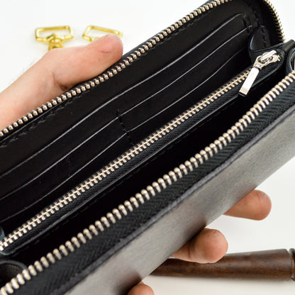 Black leather clutch, leather wallet mens, Personalized wallet, phone wallet case, crossbody wallet, zipped leather wallet
