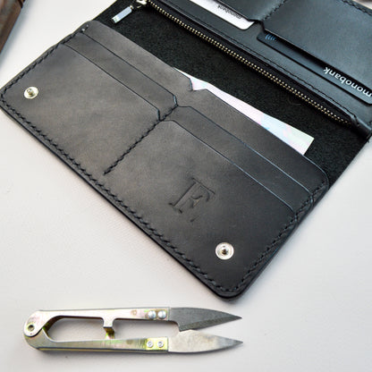 Men's leather wallet, handmade men's wallet, button wallet, men's and ladies purse, Leather Wallet with zipper