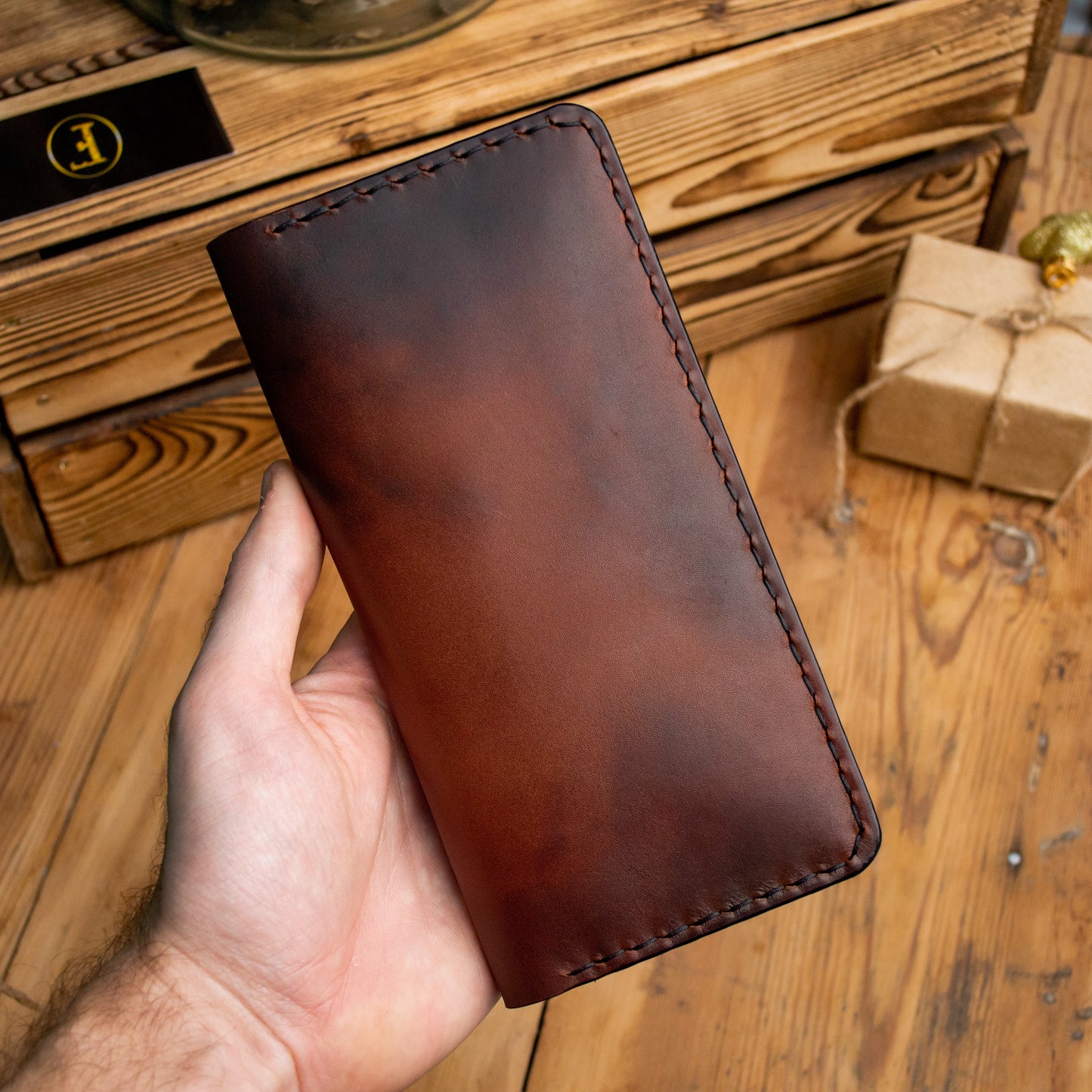 Personalized Long leather wallet, Full grain leather Leather Cognac wallet , Wallet for Her or Him, Mens wallet, Womens wallet, For banknotes