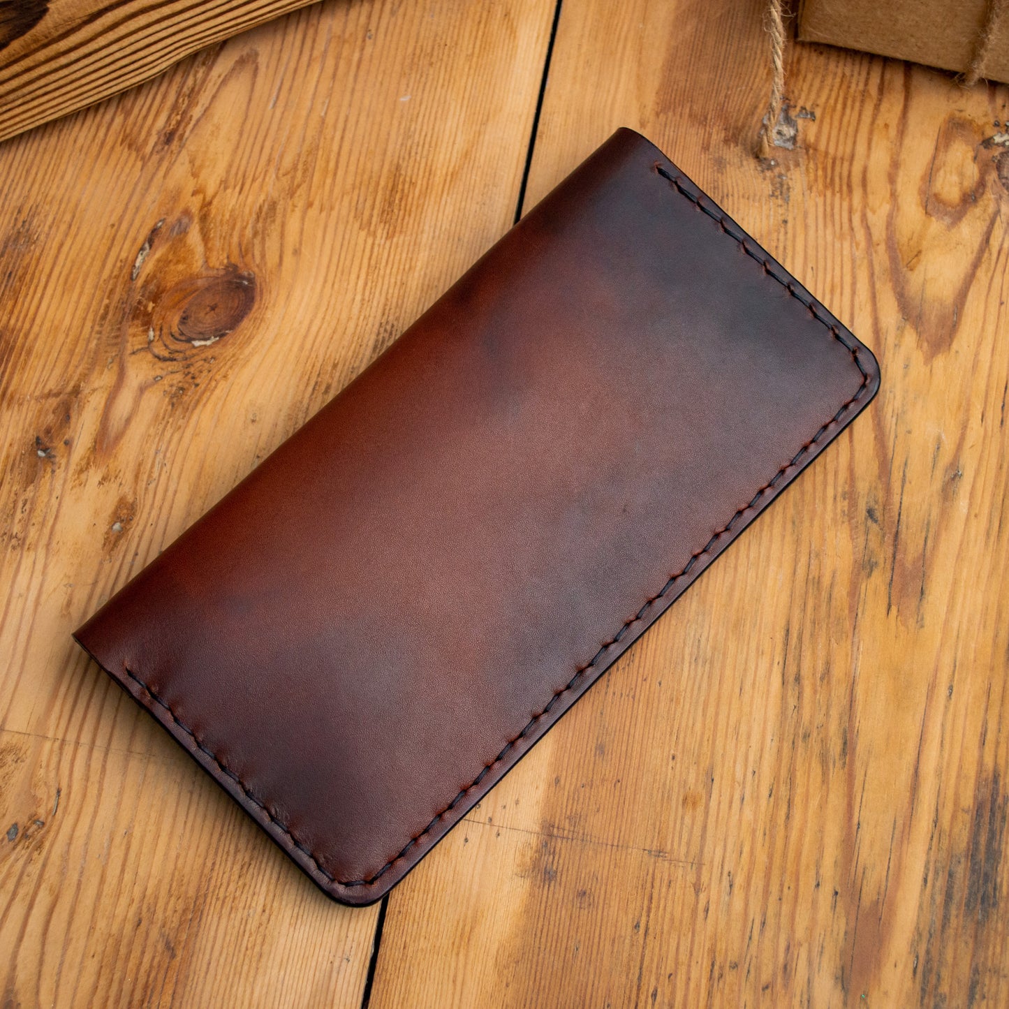 Personalized Long leather wallet, Full grain leather Leather Cognac wallet , Wallet for Her or Him, Mens wallet, Womens wallet, For banknotes