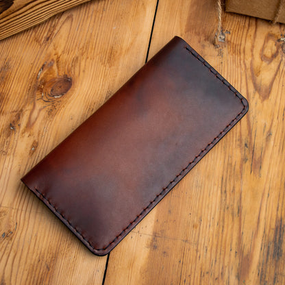 Brown Long leather wallet, Full grain Leather wallet, Mens wallet, Womens wallet, For banknotes