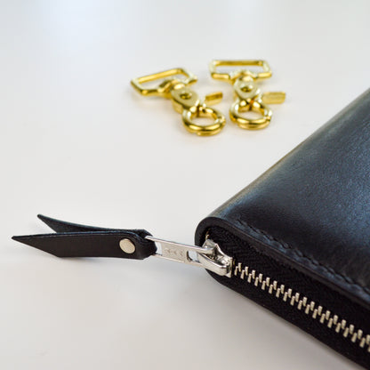Black leather clutch, leather wallet mens, Personalized wallet, phone wallet case, crossbody wallet, zipped leather wallet